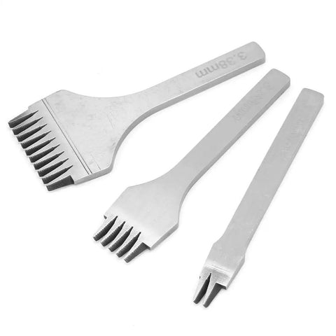 Pro Grade Leather Pricking Iron Set French Style Stitching Chisel Hole Punch Kit with different tooth sizes