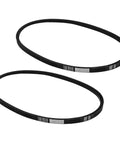 2 Pack Genuine OEM Traction V Belt 120-9470 For TimeMaster Mowers Replacement Kit, black rubber belts displayed on white background