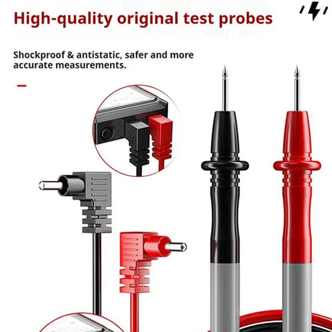 Close-up of high-quality test probes for USB Rechargeable Digital Multimeter With Auto Display For Home And Pro Grade Industrial