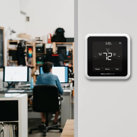 T5 WiFi Smart Thermostat With 7 Day Programmable Touchscreen Alexa Ready Geofencing Technology Energy Star Certified on wall