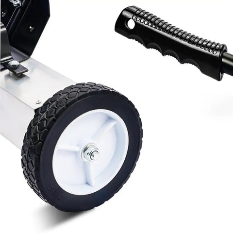 Heavy Duty Metal Sweeper Cart For Garage Pickup. 24 Inch Wide Steel Broom With Adjustable Handle. Perfect For Picking Up Nails, Screws And Shop Trash In Automotive Repair Shops Or Workshops. Easy To Use And Efficient.