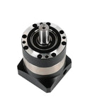 Heavy Duty Round Flange Planetary Gearbox Delivers Rock Solid Torque Conversion With Ultra Low Backlash For Motor Reducer Projects And Knockout Smooth Cruising At Four To One Ratios In Red, top view.