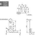 Flozari 304 stainless steel rotary shaft torque hinge with damping; TA-Right, 3.0 N.m (technical drawing)