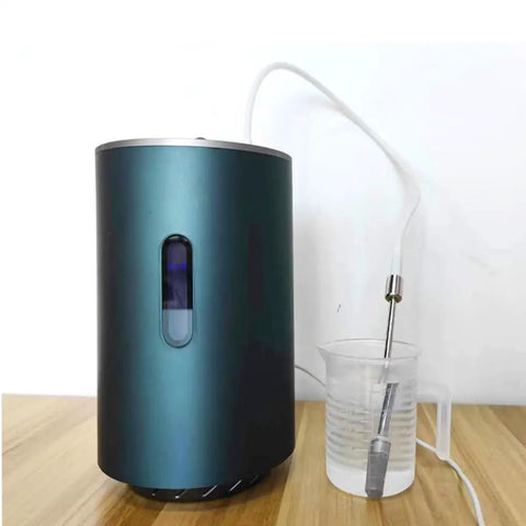 Hydrogen Dissolving Rod With Diffusion Stone For Home Inhalation System next to generator, stainless steel rod in beaker