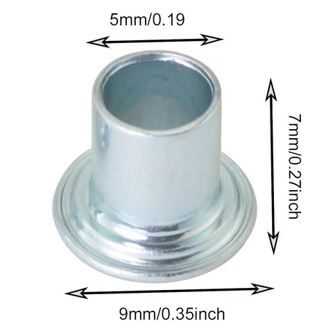Close-up of a stainless steel shaft holder spacer, showing dimensions, part of the Stainless Steel Shaft Holder Spacer Set 6mm Inline Axle Gasket Screws Replacement For Pulleys 16 Pieces 8mm OD 11mm Length Fits 608 And 688 Bearings Heavy Duty Hardware For Rides DIY Projects.