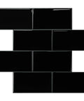 Subway Tile Peel And Stick Backsplash Star White Marble PVC Self-Adhesive Tiles Pack, thick 2mm-2.5mm, black glossy finish