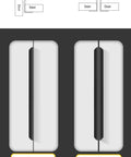 Installation guide for Five Pack Silver Grey Hidden Finger Edge Cabinet Pulls With Curved Back Mount Drawer Handles showing gap suggestions.