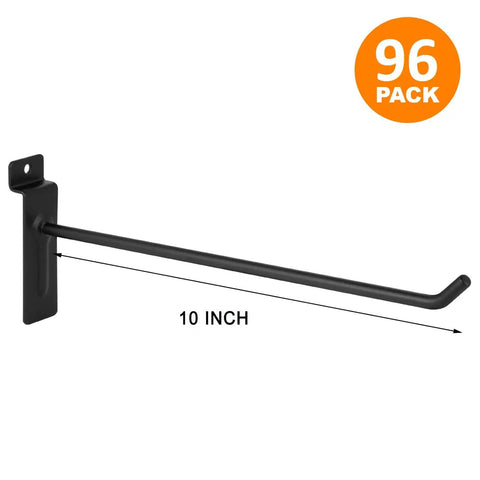 Legit Badass Heavy Duty 10 Inch Slatwall Panel Hooks Black 96 Pack Killer Retail Display Gear with a clear view of the hook design.