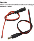 Real Thick 18 AWG DC Pigtail Barrel Plug Connector Cable 10 Pair 12V 5A Heavy Gauge Power Leads With 0.14mm Copper Strands For DIY Projects Battery Cable RC Car, red black pigtail with male female plugs