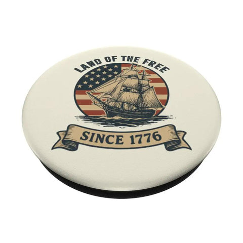 All American Patriotic Sailboat PopGrip For The 4th Of July, Land Of The Free Since 1776 Phone Grip With Adhesive Mount