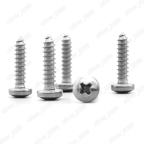 Rock Solid Titanium Gr2 Phillips Pan Head Self Tapping Screws M3 M4 M5 M6 displayed on white background.