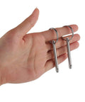 Hand holding Two Pack Quick Release Pin For Boats And Bimini Tops, 3 Sixteenth Inch Diameter, Overall Length Two Inches, Full 316 Stainless Steel.