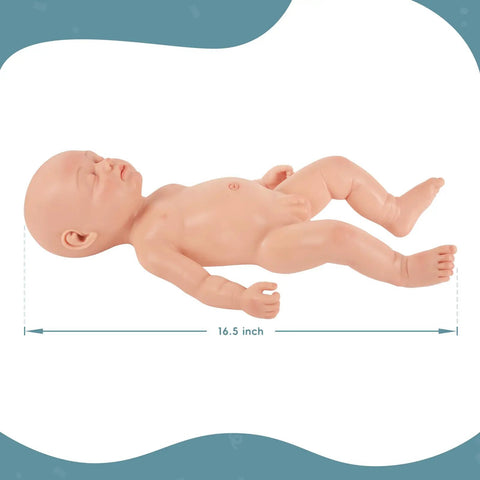 Legit Carefully Sculpted Full Silicone Reborn Boy Doll, Super Soft Sleepy Infant Figure With Flexible Joints, 16.5 inch size.