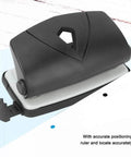 2 Hole Puncher With Positioning Ruler Mini Handheld Black Office Tool For School Non Slip Bottom 10 Sheet Capacity