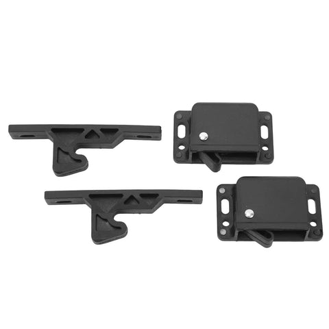 Universal RV Push To Close Cabinet Latches With 5 Lb Pull Force for motorhome, boat, trailer, and home use, four black pieces