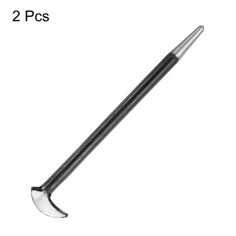 2 Piece Rolling Head Pry Bar Set With 6 Inch Length And 0.3 Inch Rod Diameter Carbon Steel Leverage Bars For Automotive Aligning And Prying