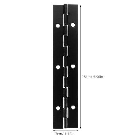 Heavy Duty Iron Piano Hinges Set For Doors And Cabinets, 6 Inch Continuous Metal Hinges, black, marine-grade, front view