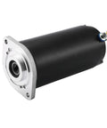 Front view of a heavy duty 12V pump motor from the Hydraulic Leveling System Kit for RV Unidirectional Power Unit Upgrades.