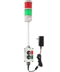 Two Stack LED Andon Tower Signal Light For Industrial Use With Red And Green Indicators, On Off Toggle, ABB Selector Switch, power adapter