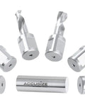 Six Piece HSS Drill Bit Set With 3/4 Inch Weldon Shank And 1 Inch Cutting Depth Fully Ground For Metal Wood And Aluminum.