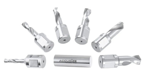Six Piece HSS Drill Bit Set With 3/4 Inch Weldon Shank And 1 Inch Cutting Depth Fully Ground For Metal Wood And Aluminum.