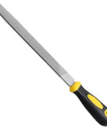 8 Inch Flat Metal File With 12 Inch Total Length, Anti Slip Ergonomic Handle, Hardened High Carbon Steel, Uniform Teeth