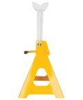 Ratchet Style Jack Stand Set For Lifting Vehicles During Maintenance Heavy Duty 6 Ton Capacity Easy Height Adjustments Yellow Durable Steel Construction For Safe Vehicle Support