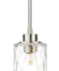 Clear Glass Pendant Light With Brushed Nickel Finish, 1 Light Modern Mini Pendant For Kitchen Island, adjustable stem view
