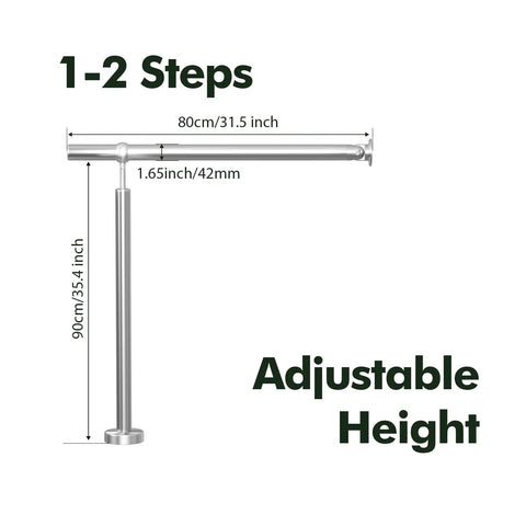 Tough As Nails Stainless Steel 304 Hand Rail For Steps And Porch Safety Grab Bar with adjustable height, 31.5 inch wide, for 1-2 steps.