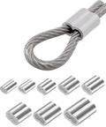 Heavy Duty Aluminum Crimping Loop Sleeves Set, 200 Pieces, 2.5mm Three Thirty Second Inch Cable Ferrules For Wire Rope And Cable, Corrosion Resistant, Durable And Easy Install, Perfect For DIY Projects And Quick Fixes. Wire rope loop with aluminum crimp sleeve and assorted ferrules.