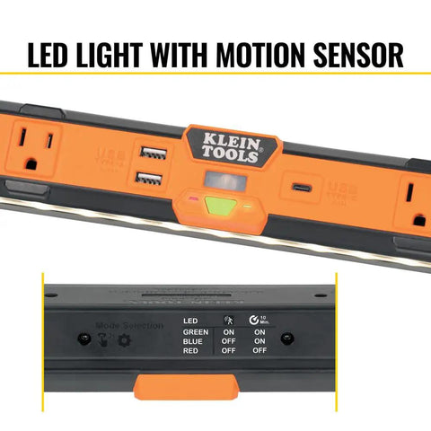 Magnetic Power Strip With Motion Sensor LED Light, 5 Outlets, USB C And 2 USB A Ports, Heavy Duty Workshop Surge Protector