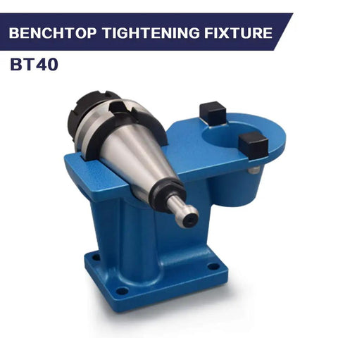 BT40 Tool Holder Tightening Fixture Benchtop Setup Featuring Rock Solid Aluminum Positioning Blocks For Zero Hassle Machine Shop Calibration And Quick Tune Ups