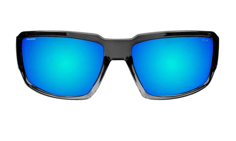 Polarized Sunglasses for Men With Ice Blue Mirror Lens, 2 Tone Crystal Smoke Frame, ANSI Z87 Plus Safety Eyewear front view
