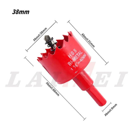 Heavy Duty One Point Five Inch Hole Saw Bimetal Cutter Cuts Wood And Aluminum Profiles Like Butter With Sharp High Speed Steel Blades And Built Like A Tank Durability For Tough Job Sites