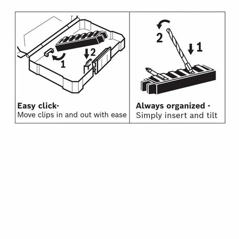 Illustration showing the tilt feature of the 24 Piece Impact Tough Screwdriving Set With Tilt In Case And Custom Storage Long Lasting Bits.