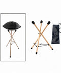 Versatile Portable Adjustable Wooden Handpan Drum Stand With Slick Travel Storage Bag, wooden tripod stand with travel bag.