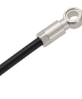 Close-up of Beefy 2000mm Hydraulic Disc Brake Hose Kit for Shimano BH90 System with metallic fitting, black hose, and silver color option.
