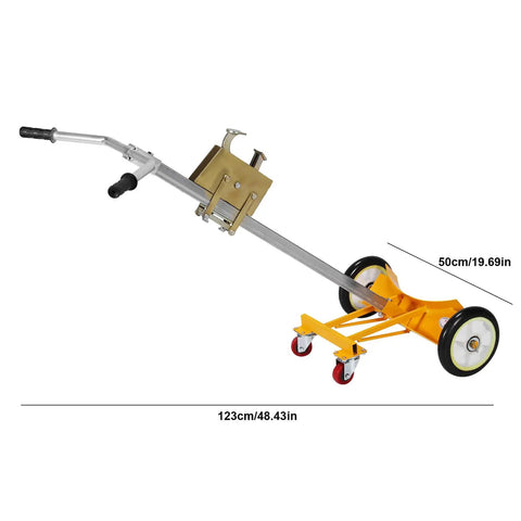 Heavy Duty 55 Gallon Drum Dolly With Braking Wheels, Rugged Reinforced Upgrade, Sturdy Steel Frame Built To Haul Up To 1000 Lbs, Stable Durable Trolley For Easy Oil Drum Transport And Handling On Any Job Site, side view