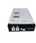 LRS-1200 12V Switching Power Supply Enclosed Industrial Grade, 1200W Peak Output, Wide Input Range 90-132VAC or 180-264VAC Switchable, Rock-Solid Short-Circuit, Overload, Over-Voltage and Over-Temperature Protection For Reliable Performance. silver metal enclosed industrial 12V power supply with terminal block