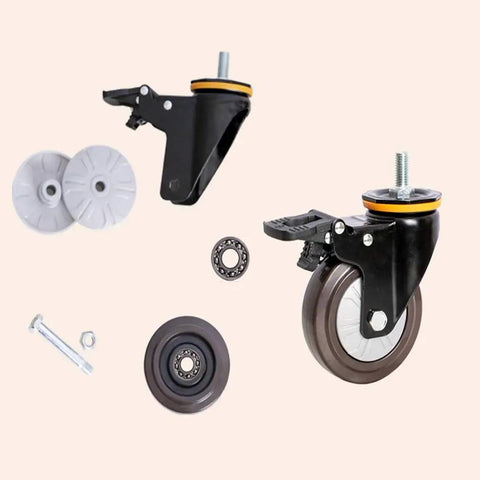 Heavy Duty Rubber Swivel Casters Bring Chill Smooth Rolling Action And Foolproof Double Locking Security With Easy M12 Thread Swap For Hassle Free Cart Restoration And Everyday Moves components including dual lock brakes and wheels.