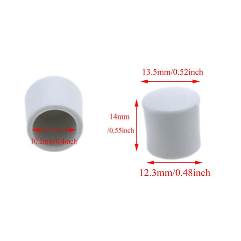 Door Stop Bumpers Rubber White 0.4 Inch Replacement Sleeves 16 Pack shown with measurements