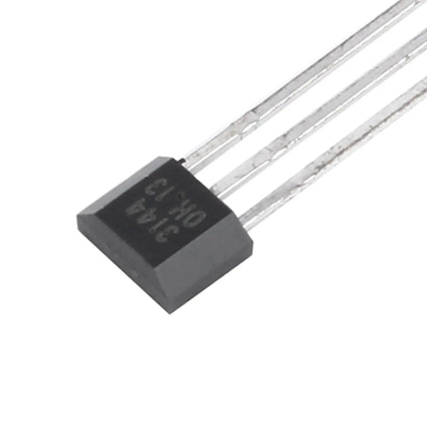 Hall Effect Switches Pack Of 10 A3144 Magnetic Hall Sensor, 3 Pin SIP Inline Detector for industrial automation, close-up view