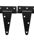 Pair of Beefy Heavy Duty 4 Inch Black Iron Door Hinge With Slotted Bearing Extended T Shape Includes Screws
