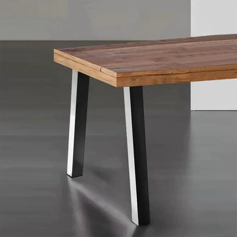 Built Legit Tough 30 Inch Heavy Duty Steel Table Legs With Wide Industrial Crossbar DIY Black Metal Furniture Base for desks, side view.