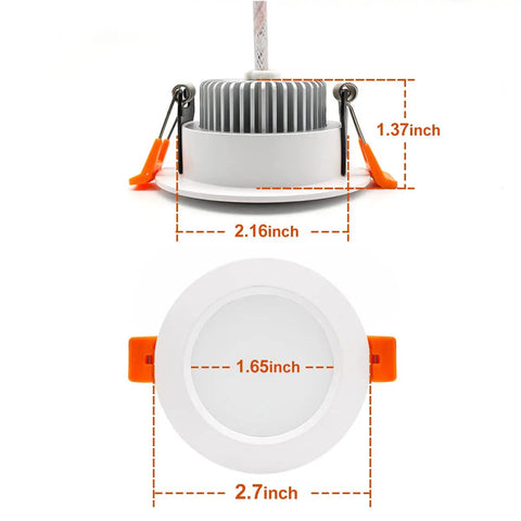 2 Inch LED Recessed Lighting Kit Dimmable Downlight 3W 35W Halogen Equivalent CRI80 5000K Daylight White Ceiling Light With LED Driver