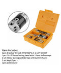 Nine Piece R8 Boring Head Set With Two Inch Heads And Morse Shank BT in orange case with accessories