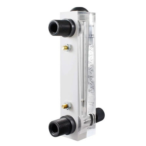 Panel Mounted Water Flow Meter M 15 0.1 to 1 GPM and 0.5 to 4 LPM, side view, showing 21mm external thread