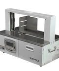 Table Top Strapping Banding Machine WK02 30 for Banding Books and Brochures, silver finish, compact tabletop design