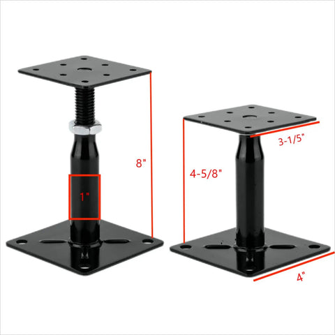 Beefy Adjustable Floor Jack Post Twin Pack from Four and Five Eighths Inches to Eight Inches Telescoping Mini Screw Jack with Safety Lock