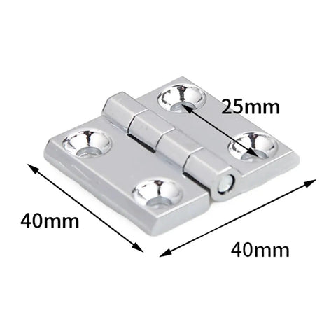40 50 60mm Butt Hinges For Doors And Cabinets Beefy Heavy Duty All Metal Hinges For Shed And Interior Use Aluminum Box Backsplash Hardware One Color Finish Easy Install And Reliable Strength, showing a 40mm metal hinge.